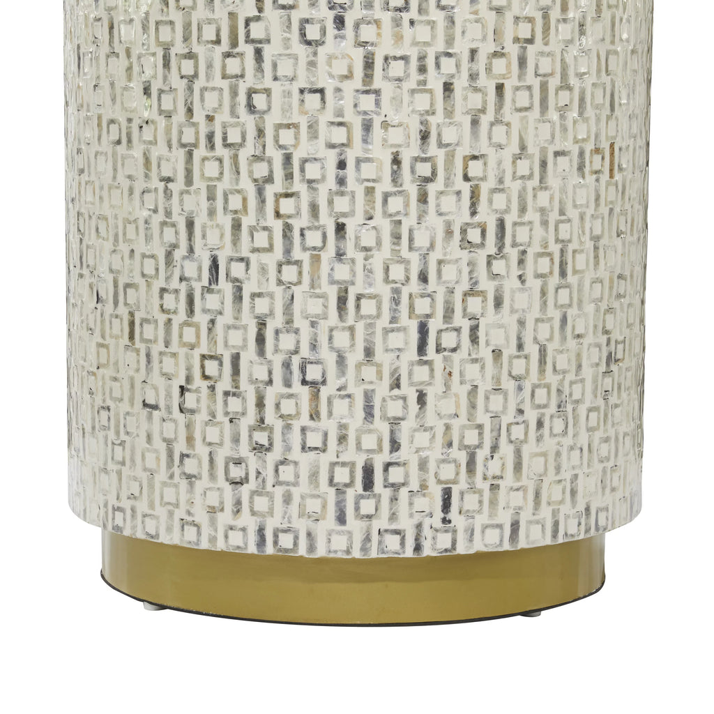 18" x 22" White Mother of Pearl Accent Table with Gold Base T96003