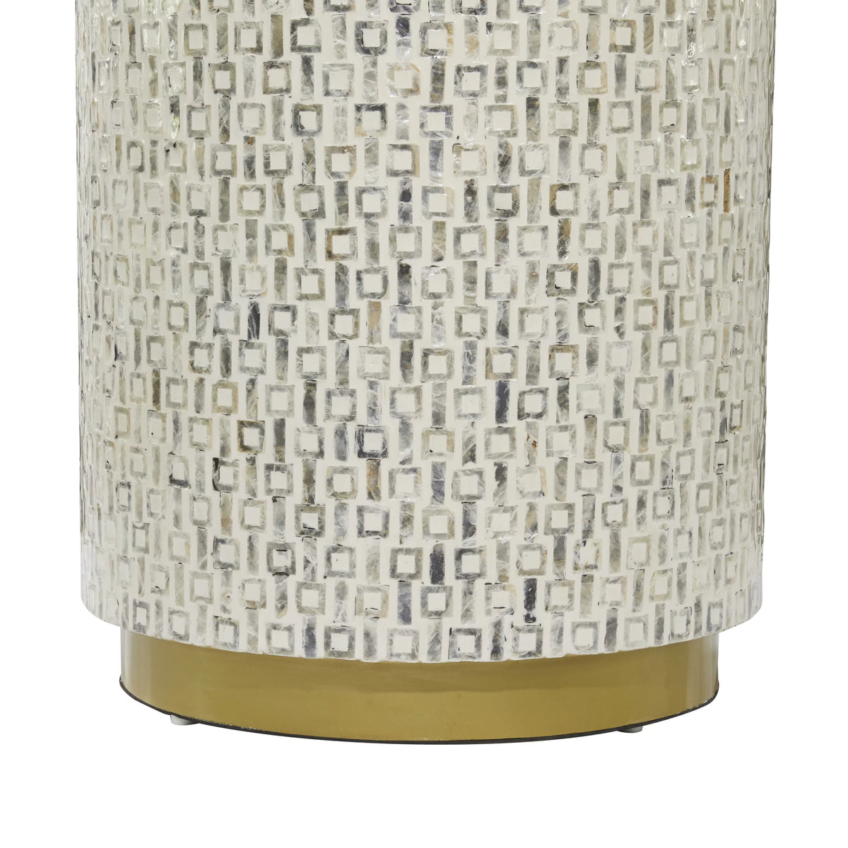 18" x 22" White Mother of Pearl Accent Table with Gold Base T96003