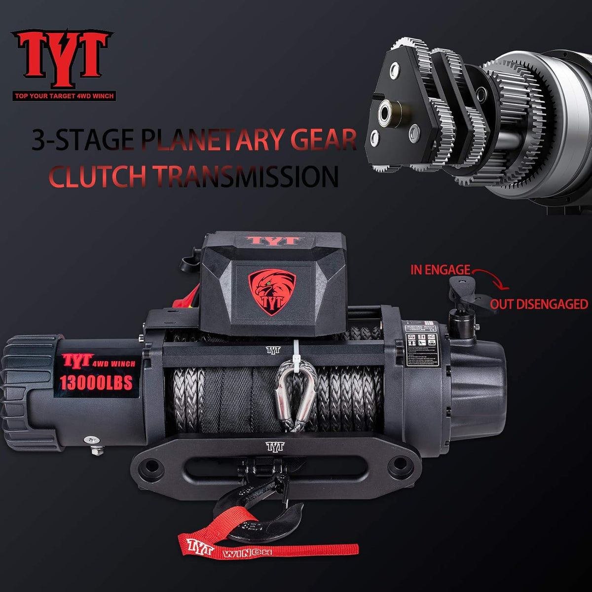 13000 lb. Waterproof Electric Winch with Synthetic Rope P3653