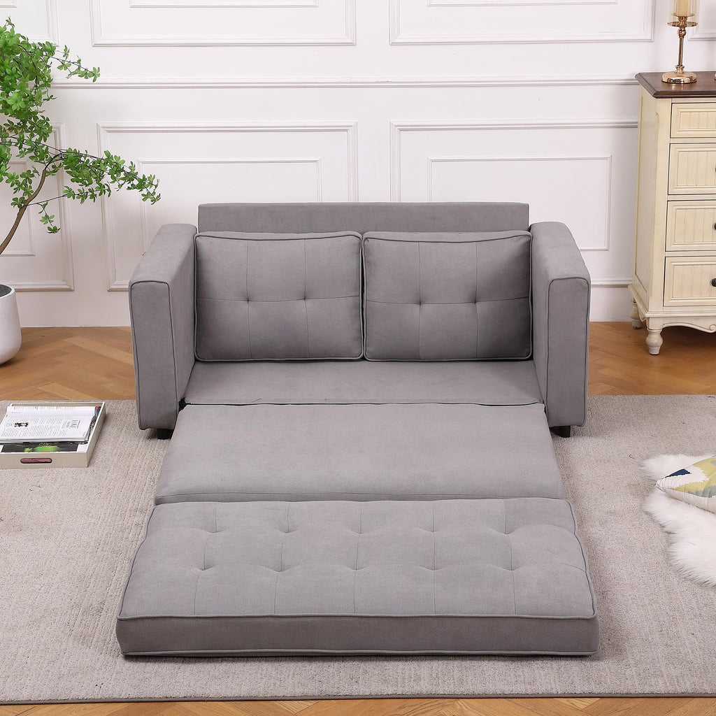 Upholstered Convertible Futon Sofa Bed with Side Pockets B829