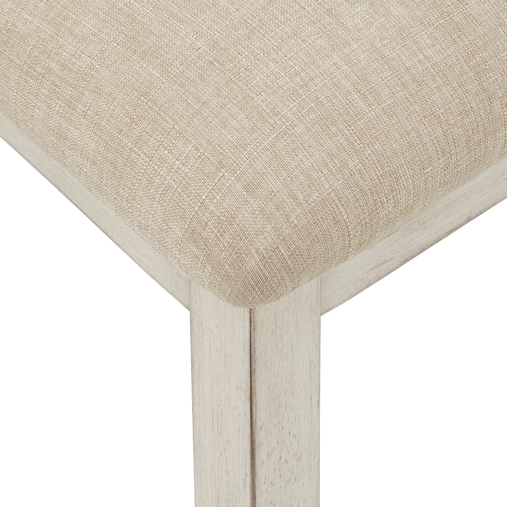 Antique White Beige Linen Dining Chair Set of 2 R8590
