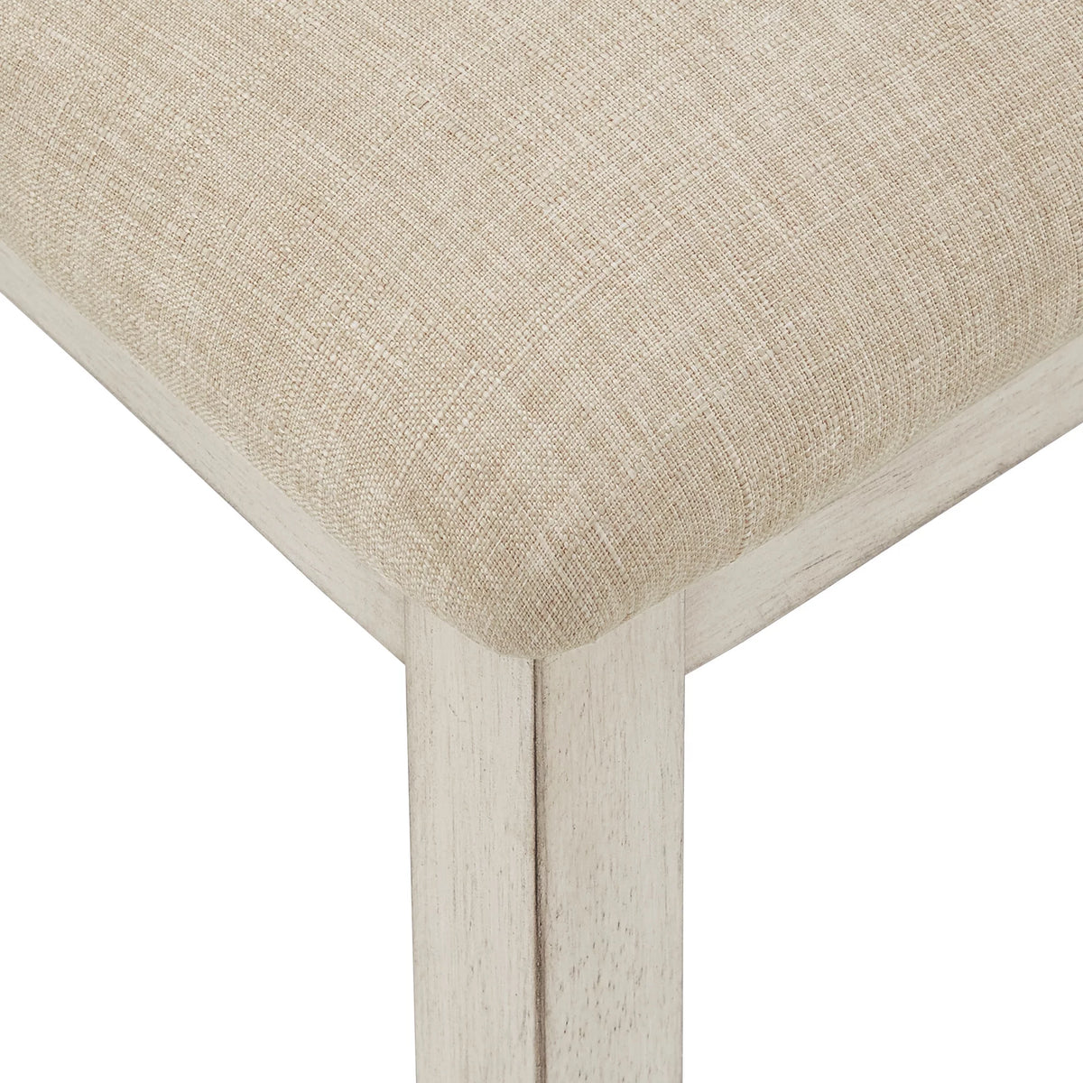 Antique White Beige Linen Dining Chair Set of 2 R8590
