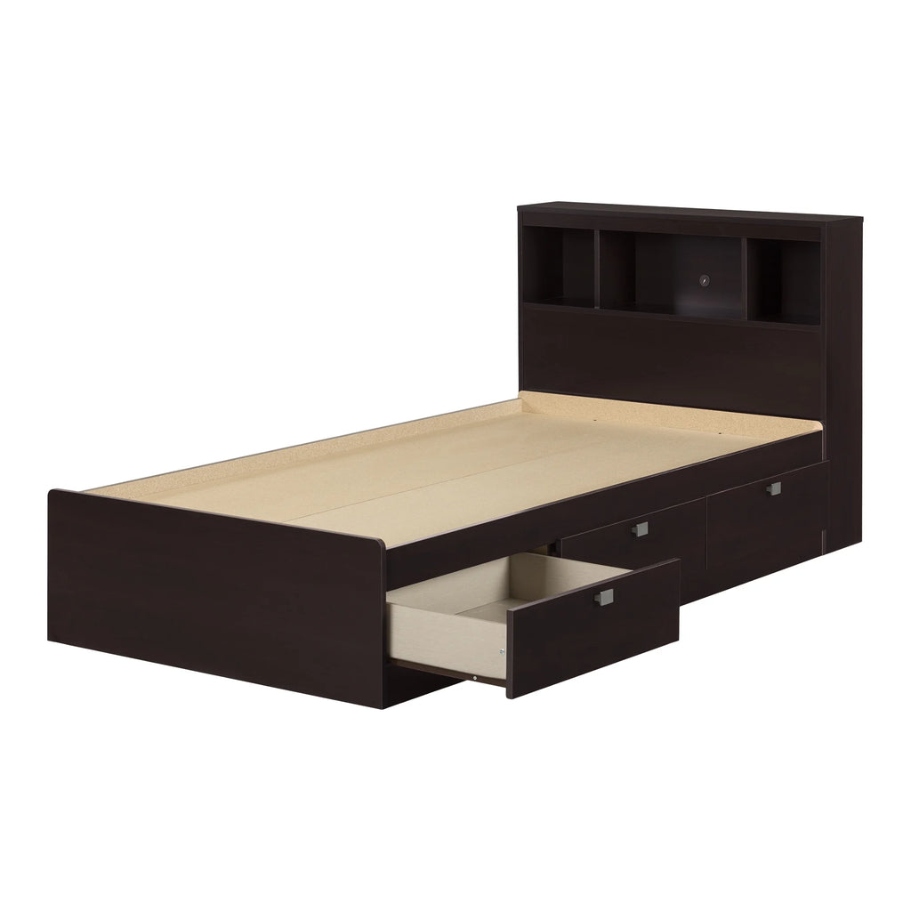 Twin 3-Drawer Storage Bed with Bookcase Headboard H3240