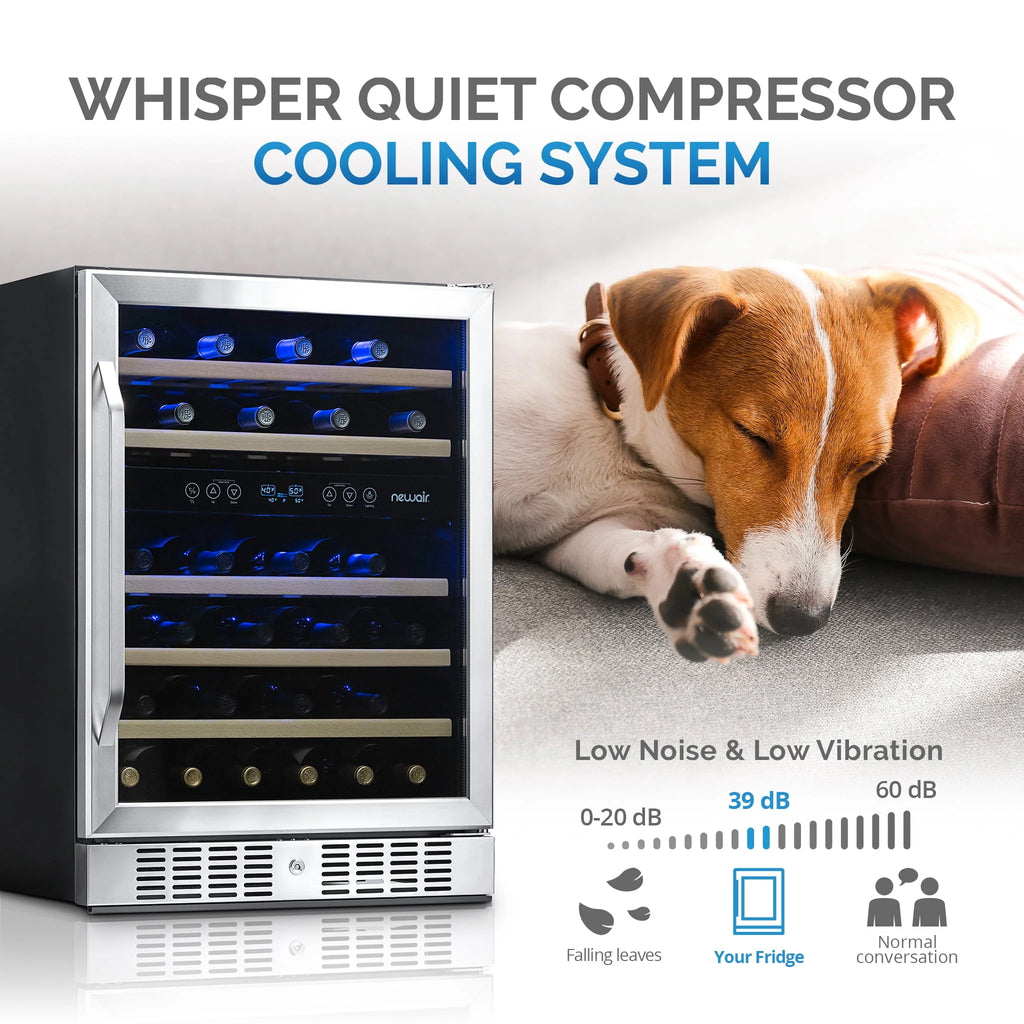 46-Bottle Dual-Zone Stainless Steel Wine Refrigerator Y3057