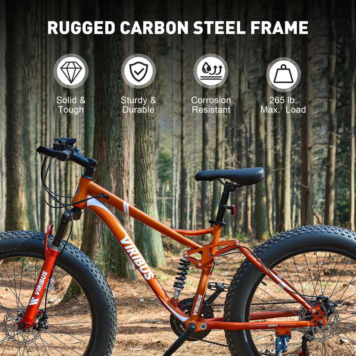 26 Mountain Bike 21 Speed Full Suspension Fat Tire Orange W928797