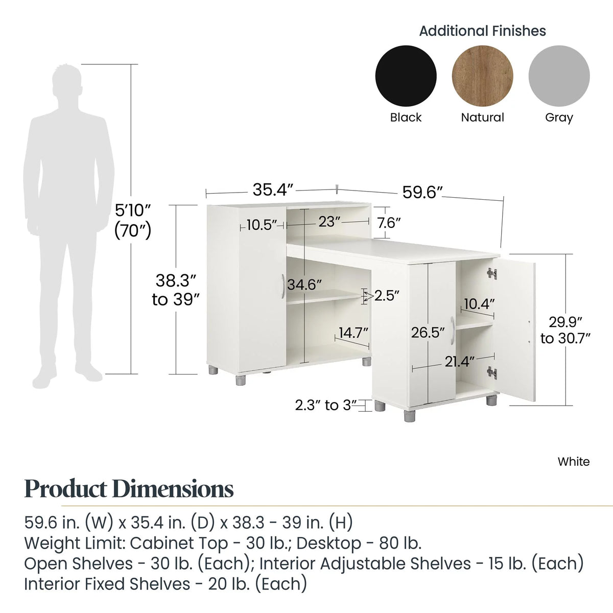 Black Craft Desk with Storage Y51235