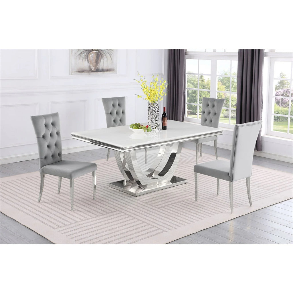 Terracotta Silver Faux Marble Pedestal Dining Table Z542