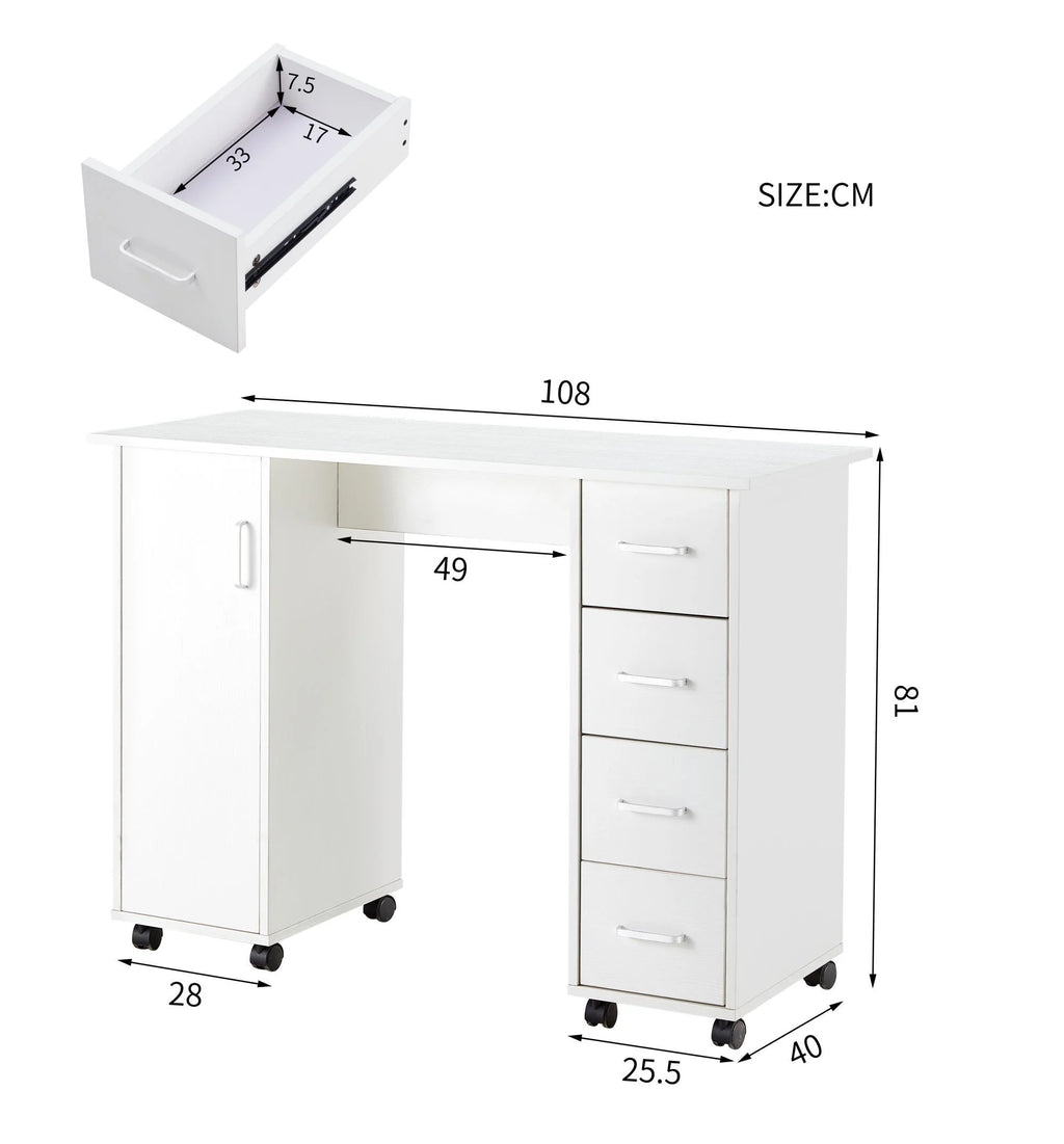 White Computer Desk with Drawers and Locker N538518