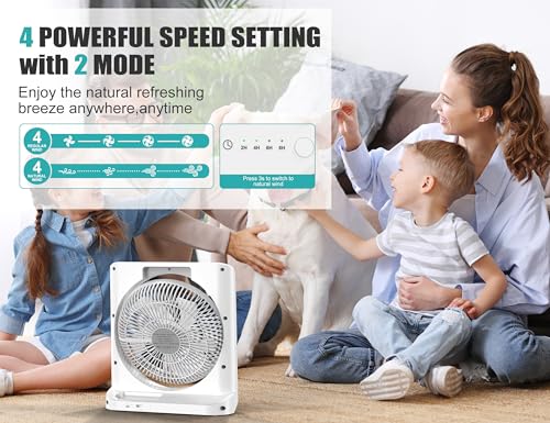 20000mAh Rechargeable Fan, 10" Square Table Fan with Timer H92404
