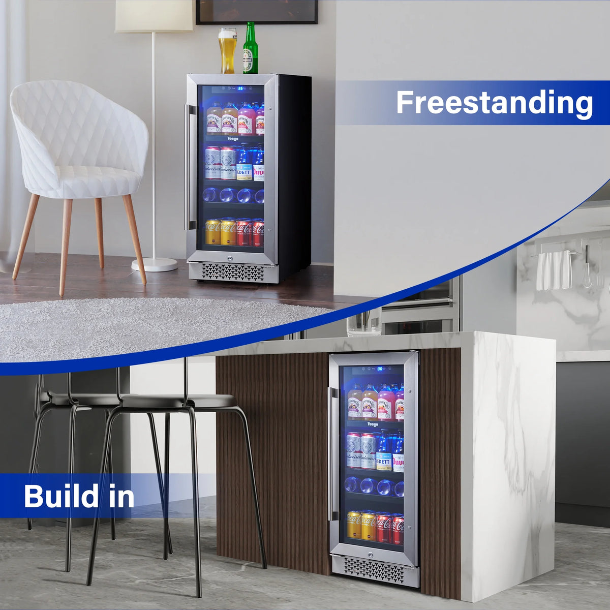 15" 80 Cans Beverage Refrigerator with Glass Door and Lock T614540
