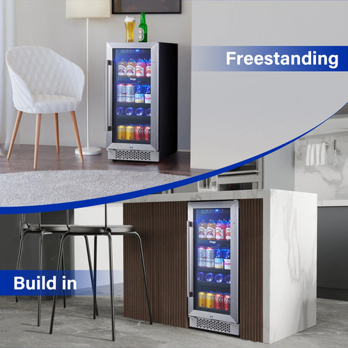 15" 80 Cans Beverage Refrigerator with Glass Door and Lock T614540