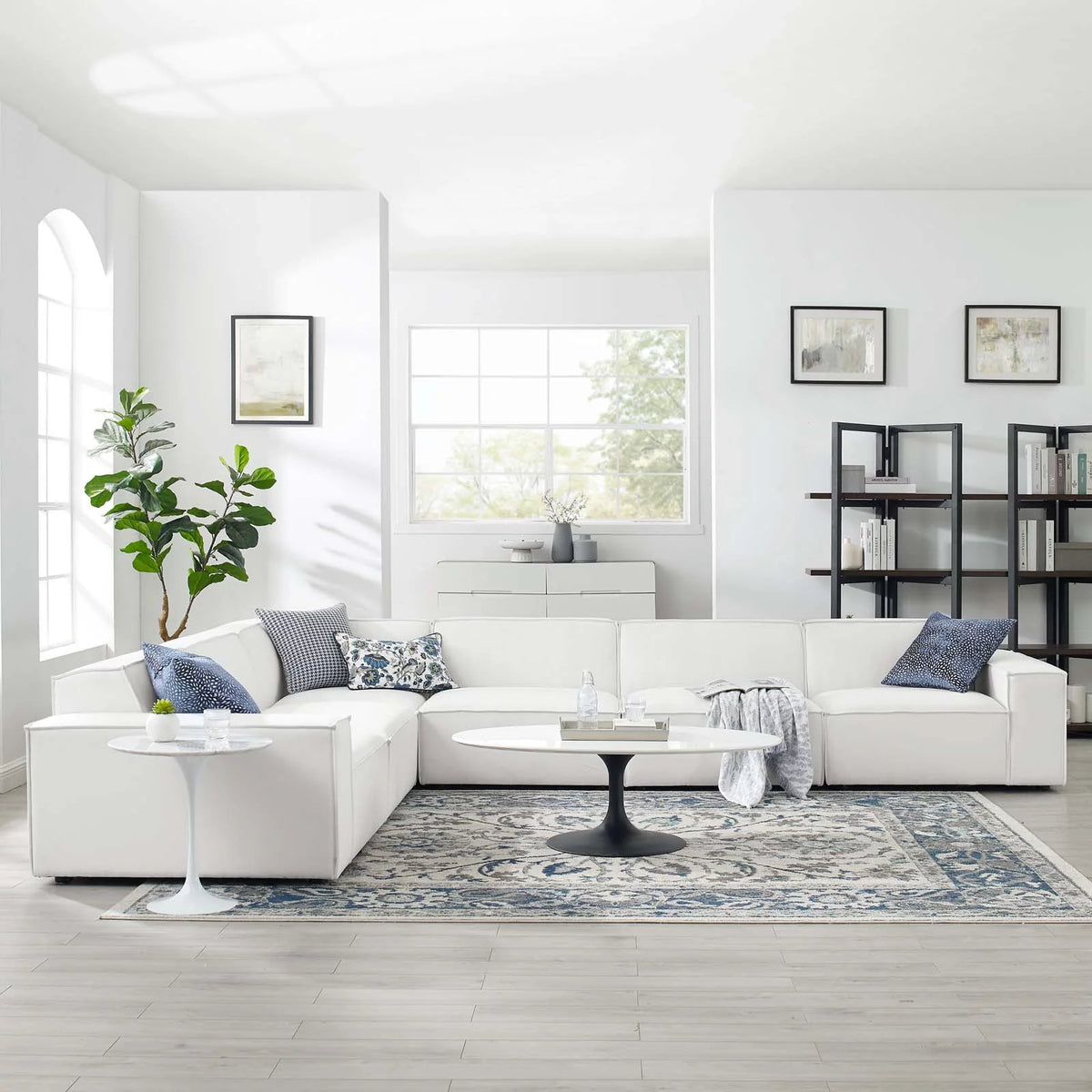 White 6-Piece Fabric Sectional Sofa G940