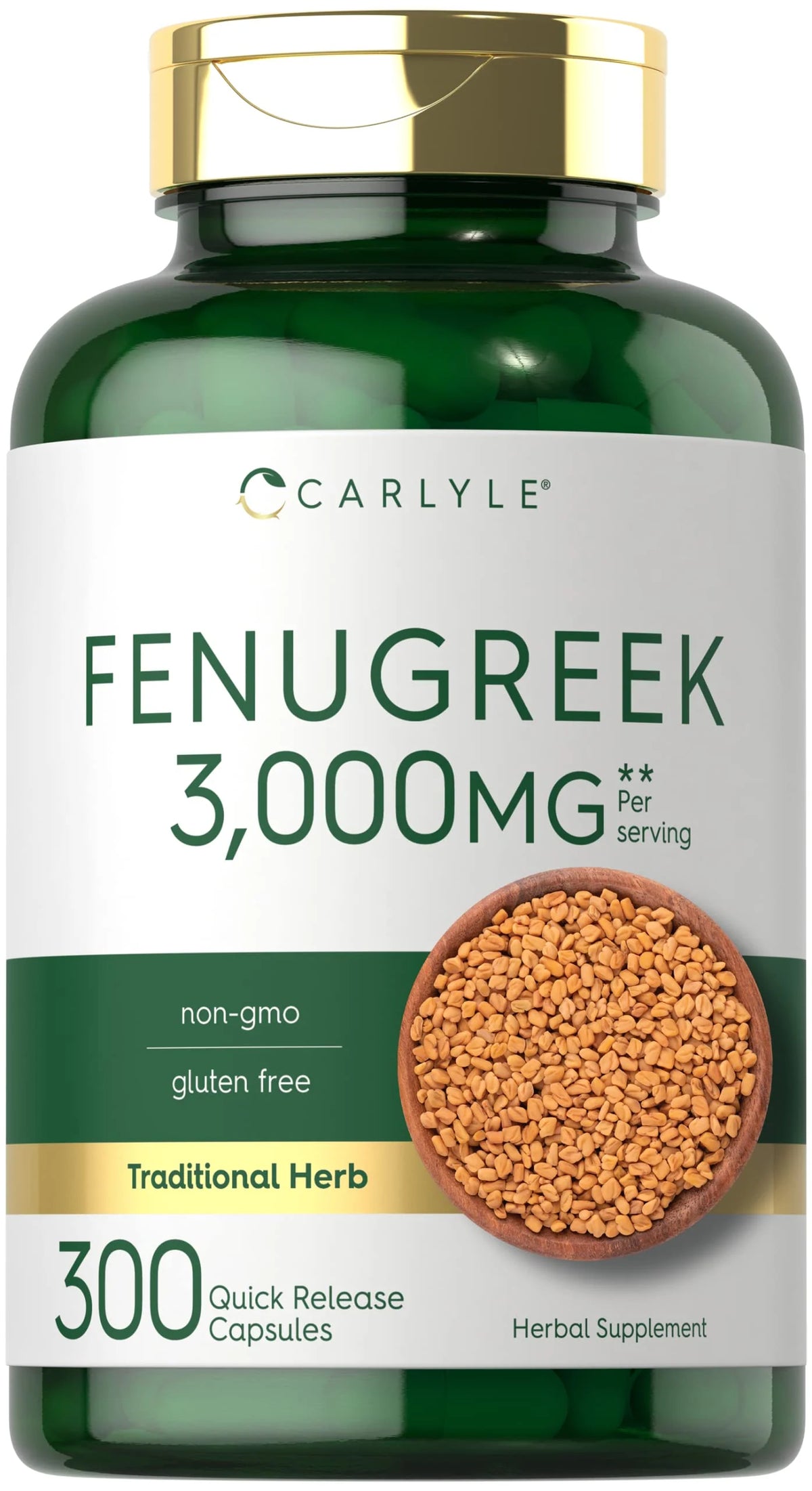 Fenugreek Capsules 300 Count Non-GMO Gluten Free Q982393