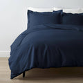 Navy Solid Cotton Percale King Duvet Cover J9100