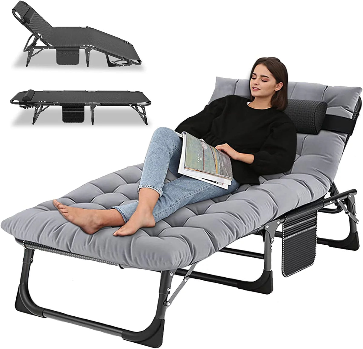 Folding Camping Cot with Cushion & Pillow G894493