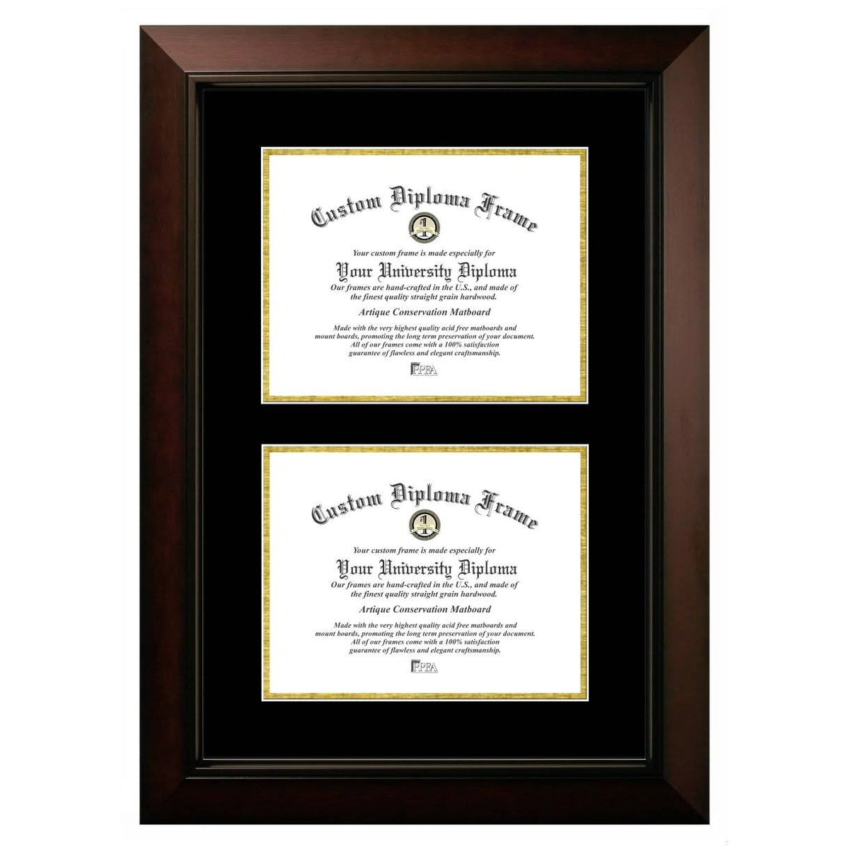 11 x 14 in. Black Certificate Frame with Black & Gold Mats T761132