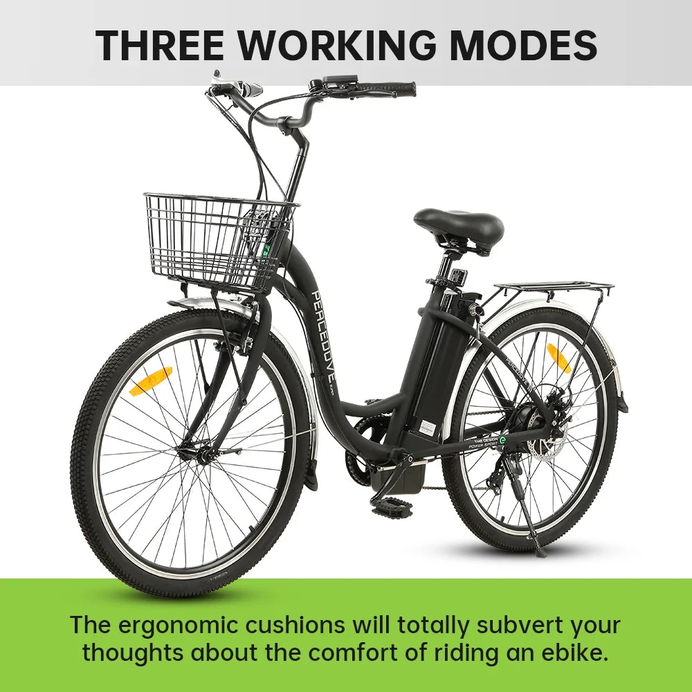 350 W 26" Step Through Electric Bicycle with Basket E69515