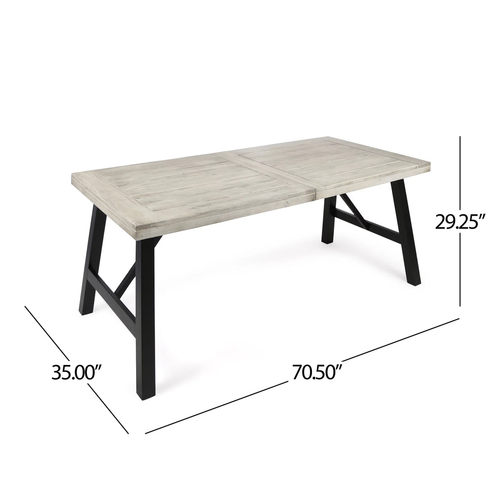 Acacia Wood and Wicker 6 Seater Dining Set D42912