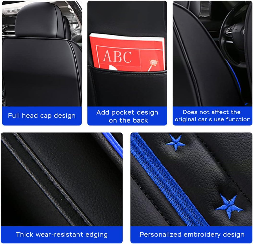 Car Seat Covers 5-Seat Waterproof All Weather Black Blue G403552