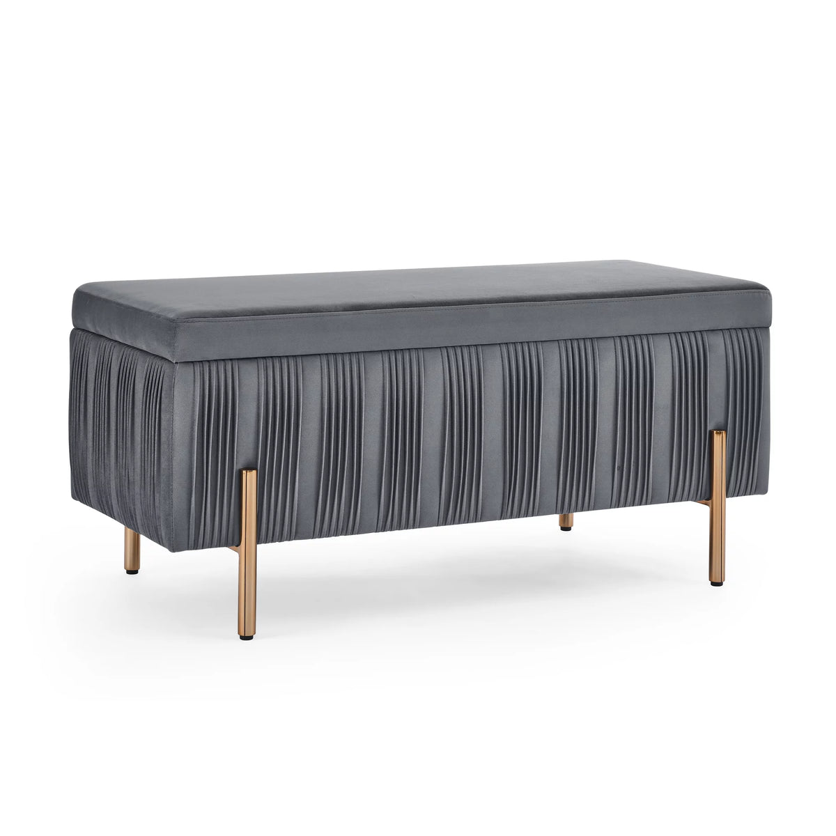 Grey Velvet Upholstered Storage Bench X289041