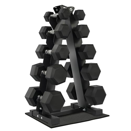 Rubber Encased Hex Dumbbell Set with Rack G57318