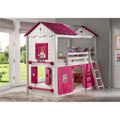 Twin Over Bunk Bed White & Pink with Tent P45380