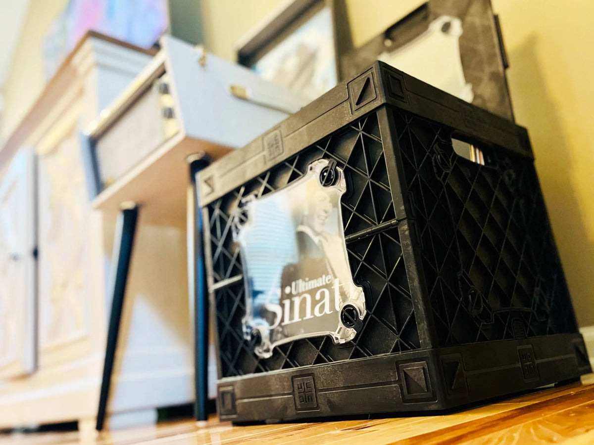 Vinyl Record Storage Crate with Divider and Transparent Panels Q6176