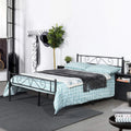 Queen Size Metal Platform Bed Frame with Headboard D93964