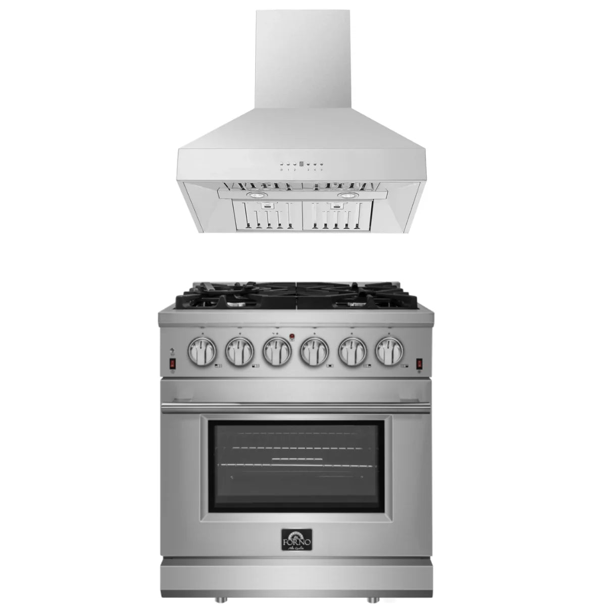 30 Inch Gas Range and Wall Mount Range Hood R5180