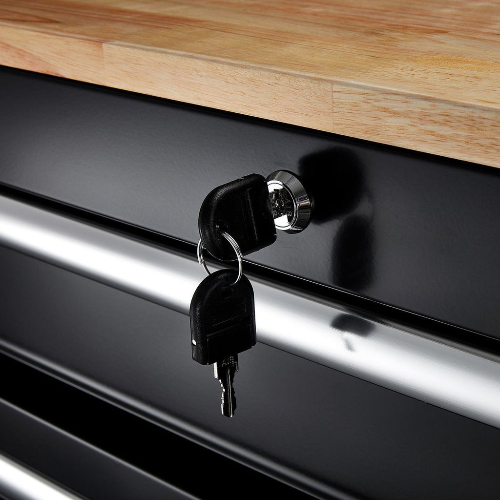 Black 9-Drawer Mobile Storage Cabinet with Solid Wood Top S6745