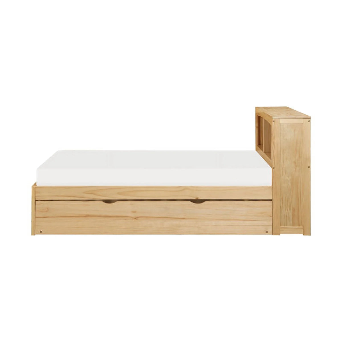 Twin Bookcase Bed with Twin Trundle in Natural Pine Y373