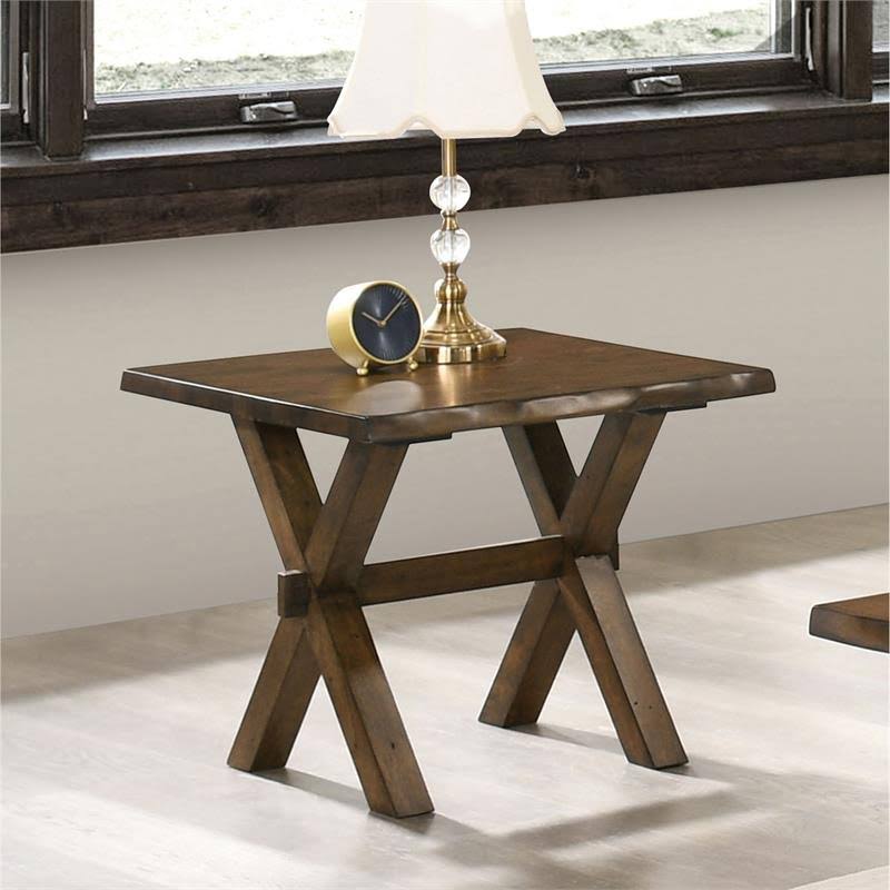 Transitional Wood End Table in Walnut E741