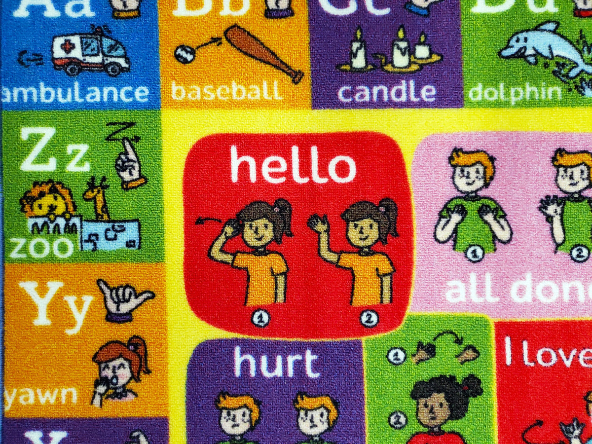 ABC Alphabet ASL Sign Language Educational Learning Polypropylene Kids Area Rug 3'3 x 4'7 Y61314