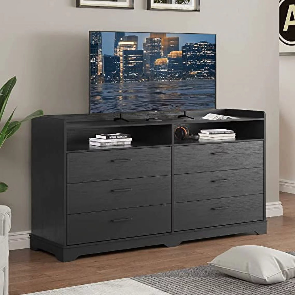 Black 6 Drawers Dresser O40136