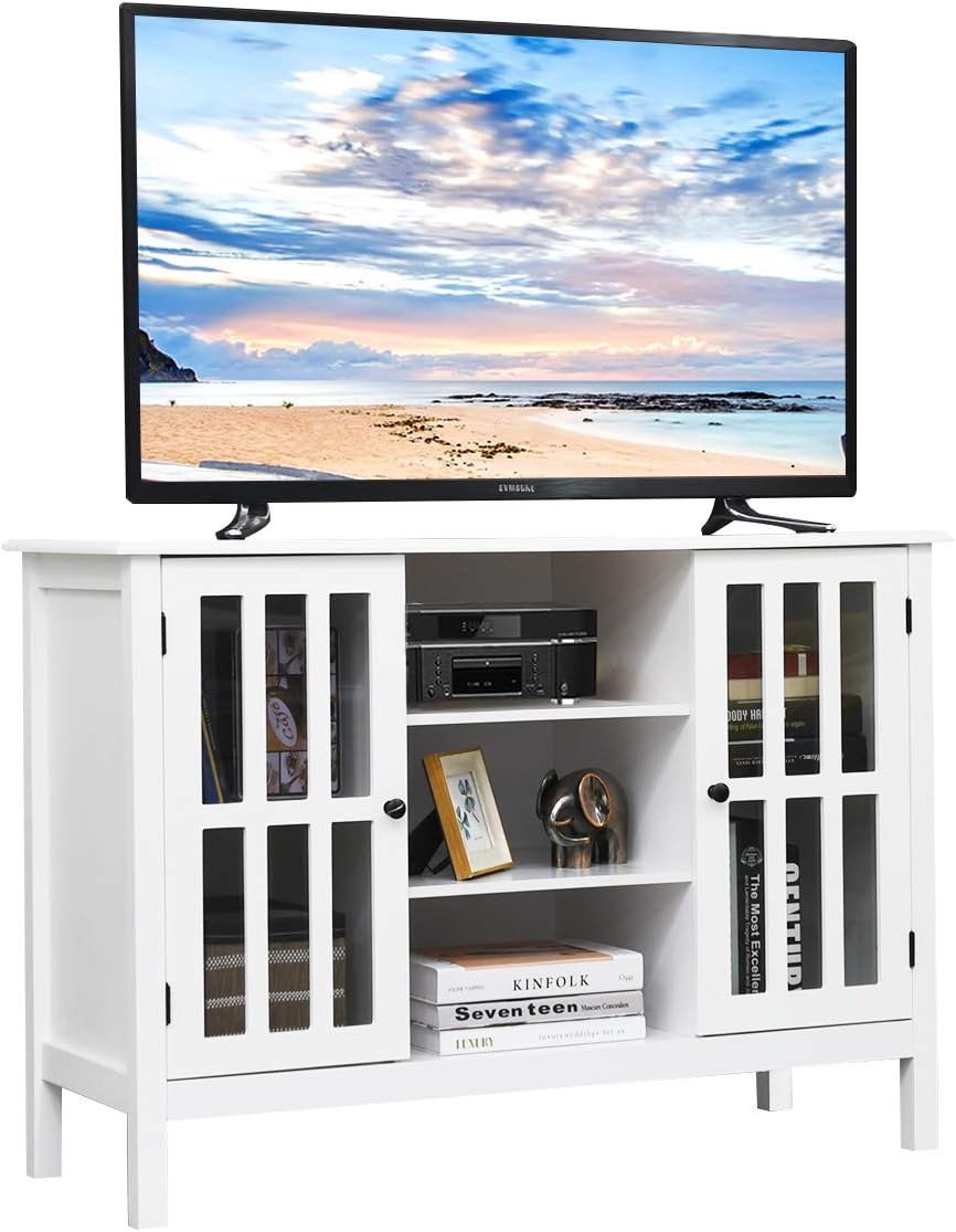 White Wood TV Stand J8316