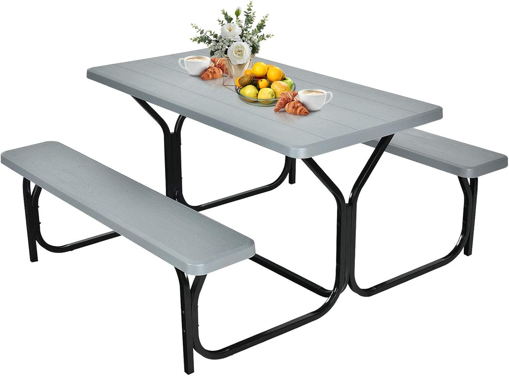 White Picnic Table Bench Set M3218
