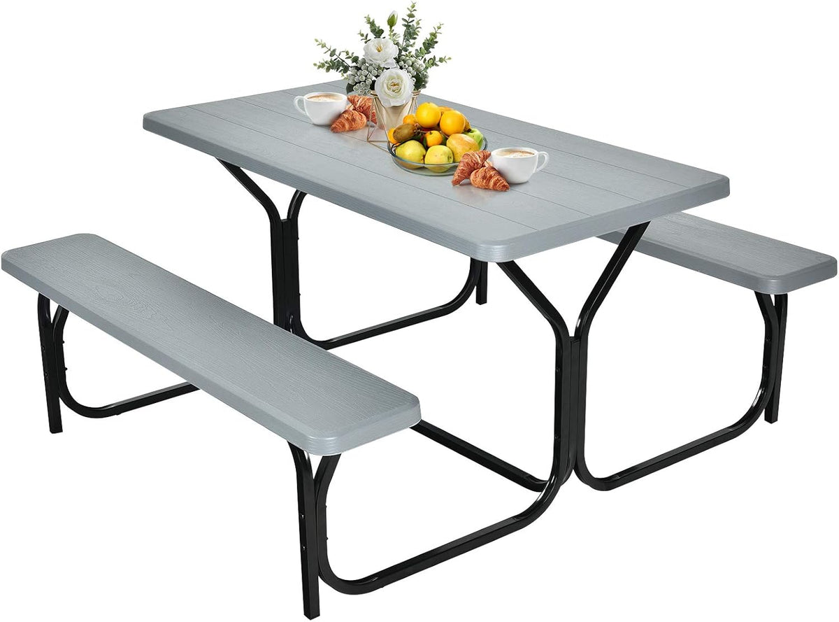 White Picnic Table Bench Set M3218