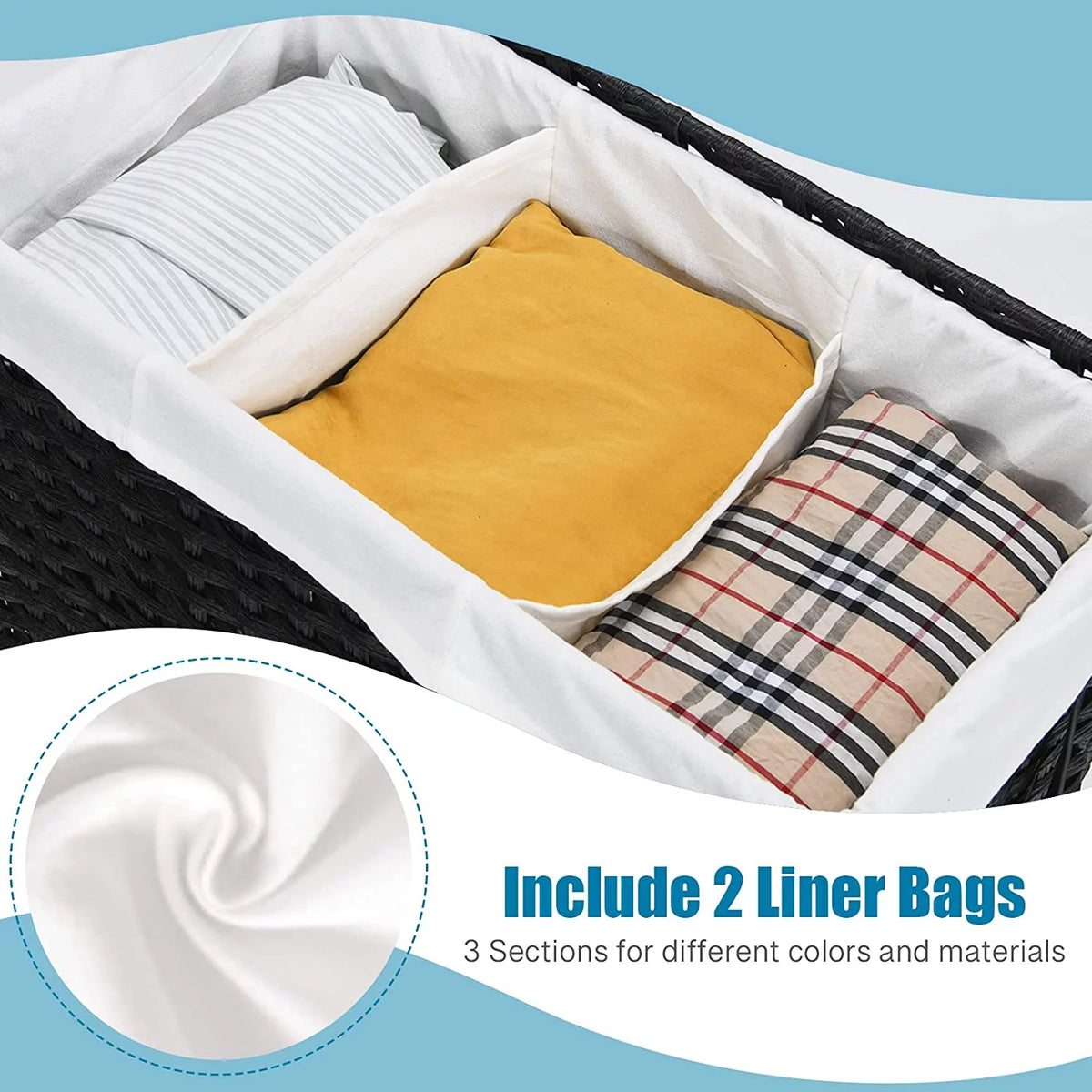 Hand Woven Rattan Laundry Hamper with Lid and Wheels E449256