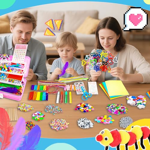 1100+ PCS Toddler DIY Craft Art Supply Set with 3 Layered Folding Storage Box N5705