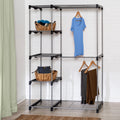 Steel and Plastic Double Rod Freestanding Closet with 4 Shelves E7690