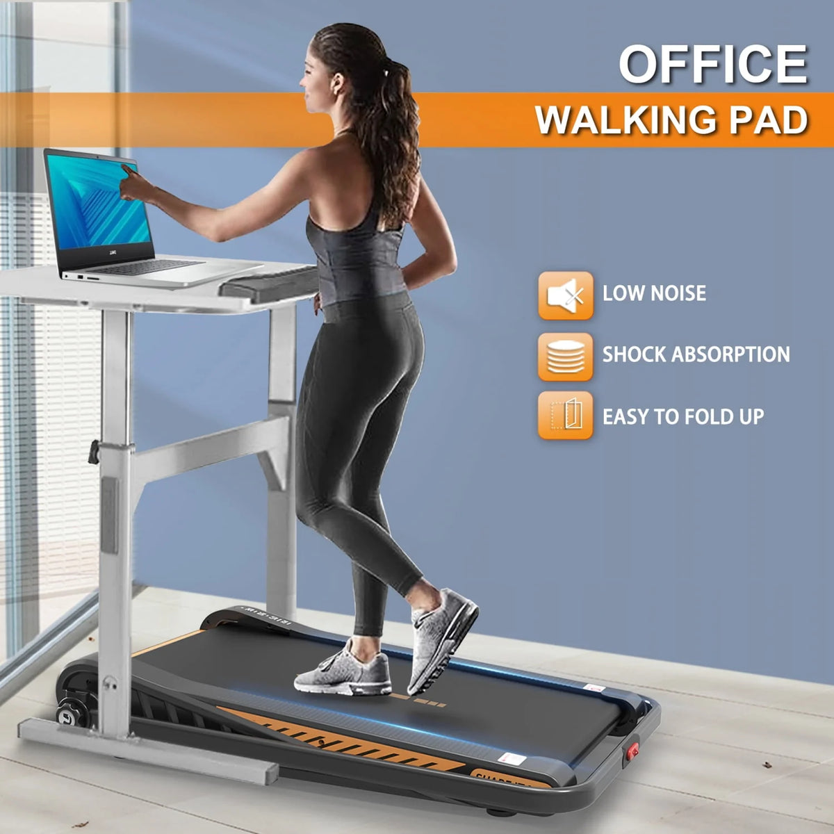 2 in 1 Folding Treadmill 2.5HP 15% Incline Under Desk Electric Treadmill T691