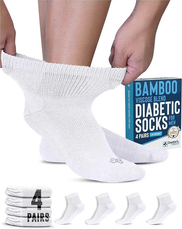 White Ankle Diabetic Socks 4 Pairs F227714