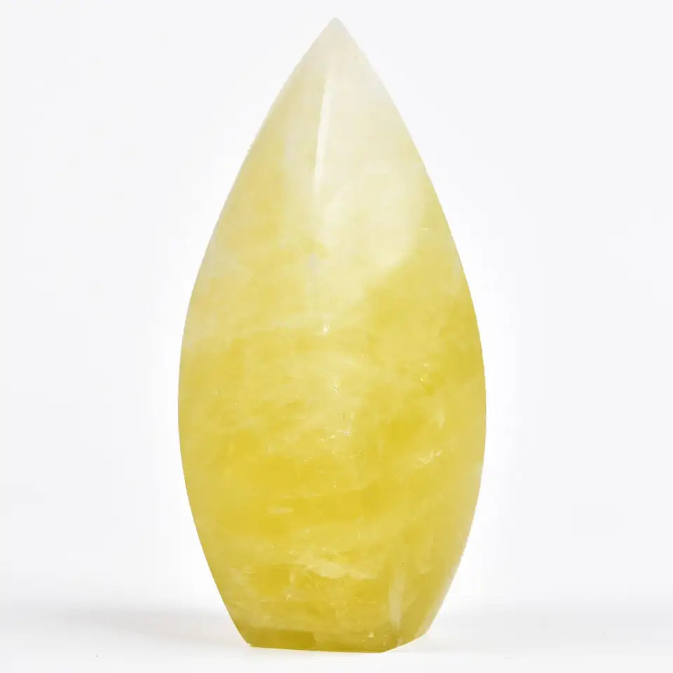 Large Lemon Quartz Obelisk Natural Healing Crystal Point 4 Sides Spiral Tower 1.1-1.7 Lbs E9630