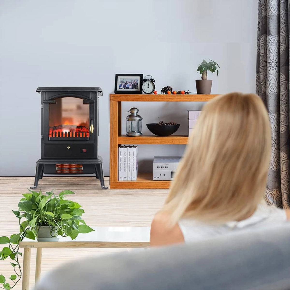 Electric Fireplace Heater Stove with Remote 2 Pack Y479044