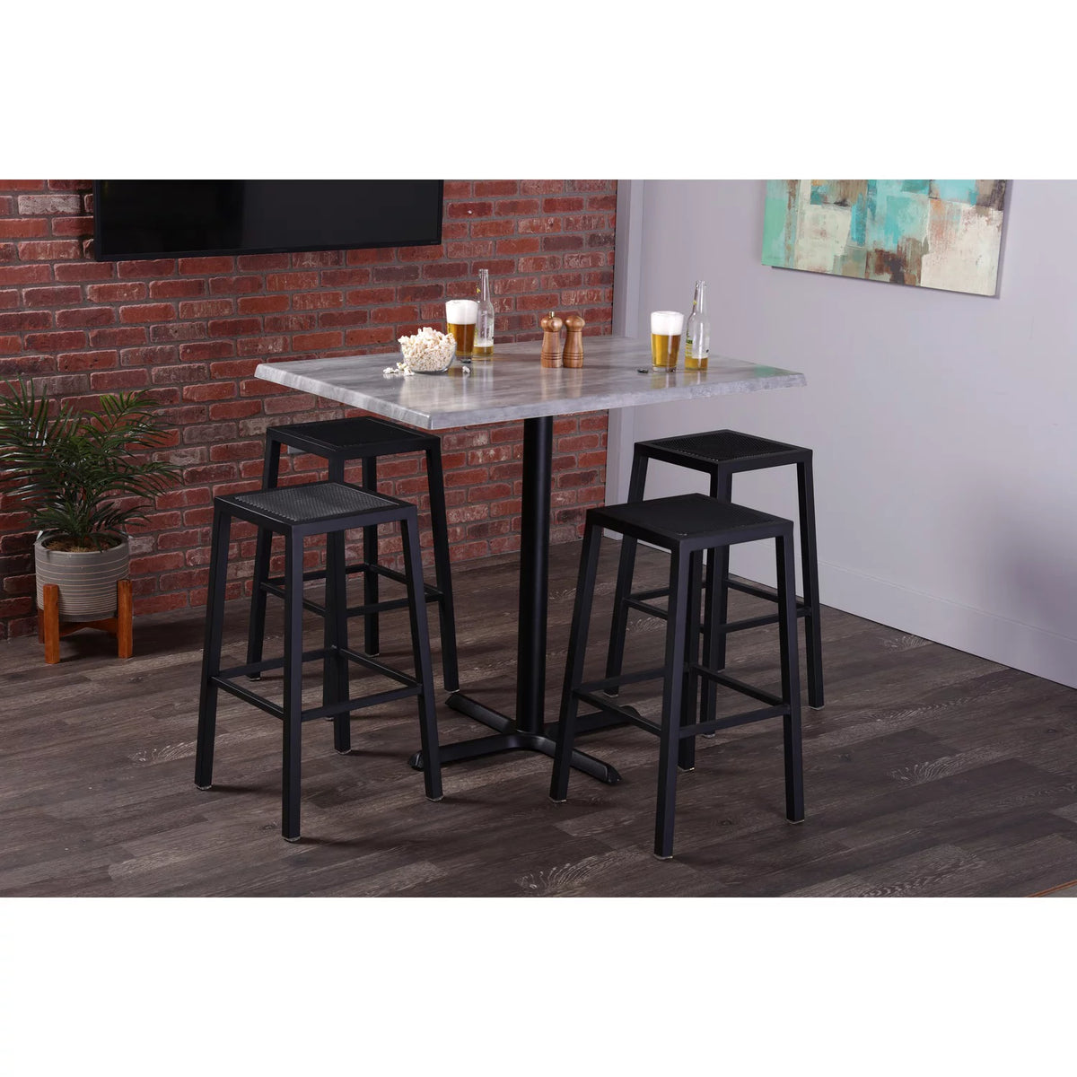 Black Round Base Rectangle Table L317