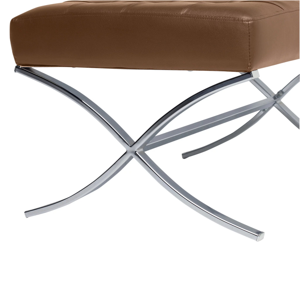 Caramel Brown Bonded Leather Tufted Ottoman T102