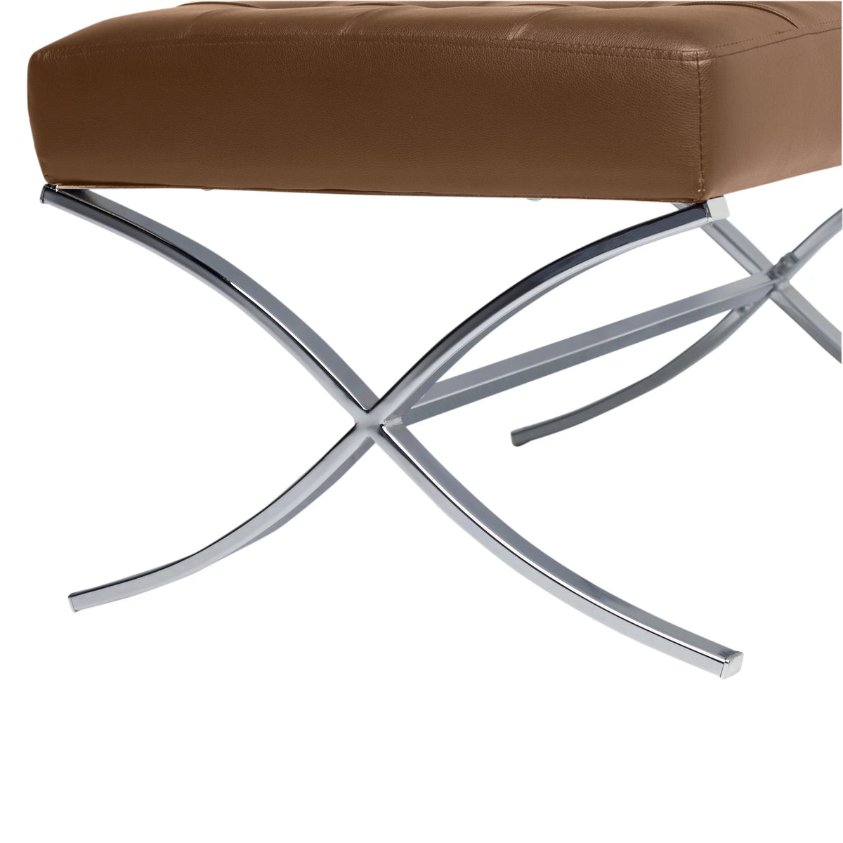 Caramel Brown Bonded Leather Tufted Ottoman T102
