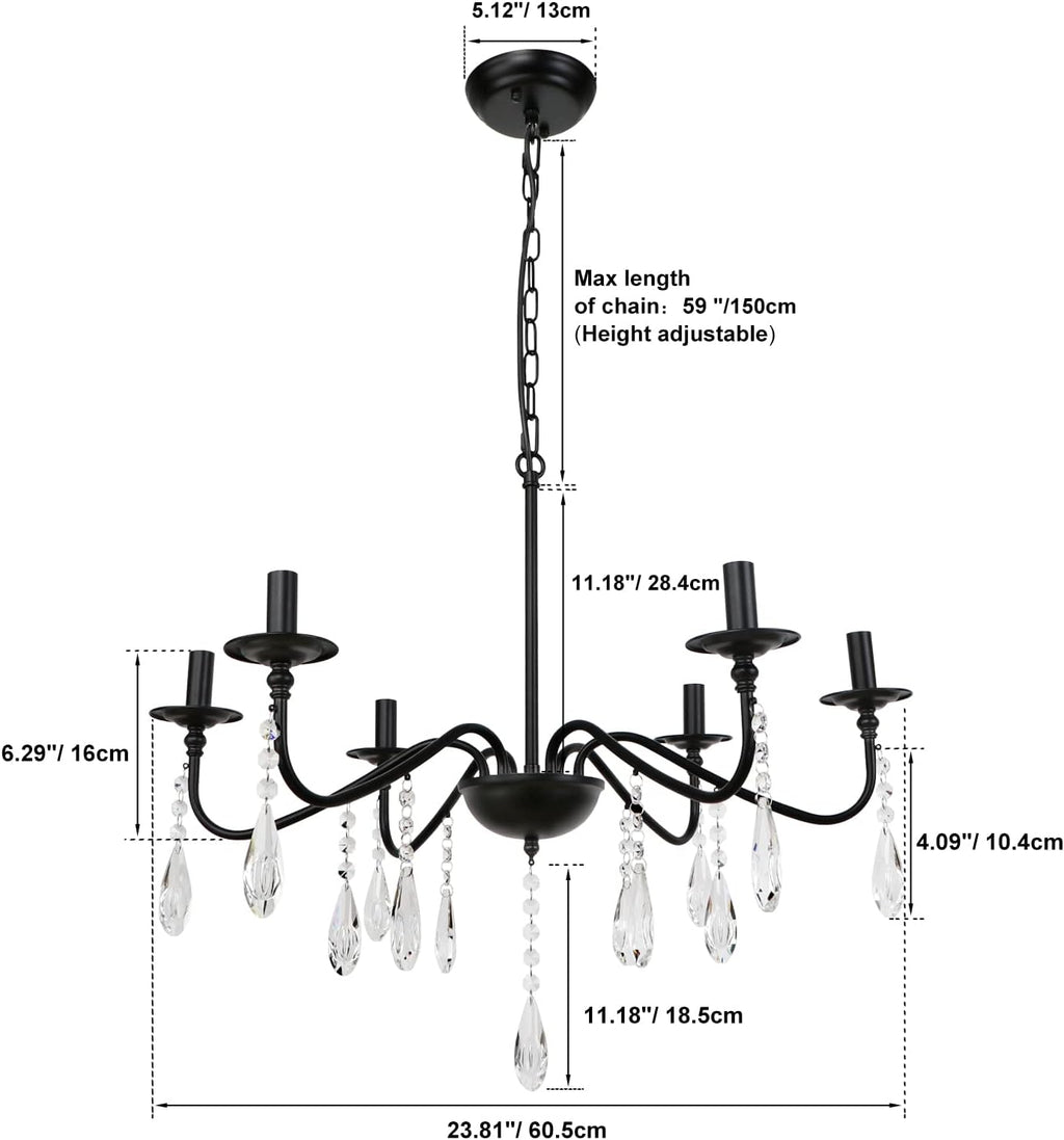6 Lights Black Crystal Chandelier Q4303