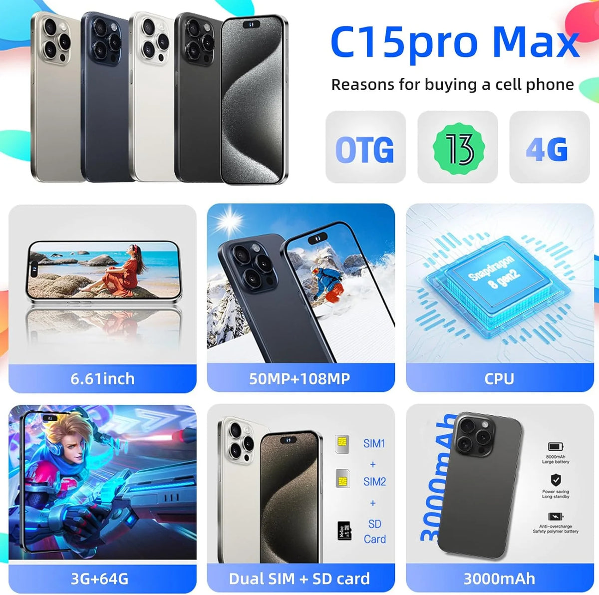 6.61in Dual-SIM Android Smartphone 3000mAh Black 3+32G L29473