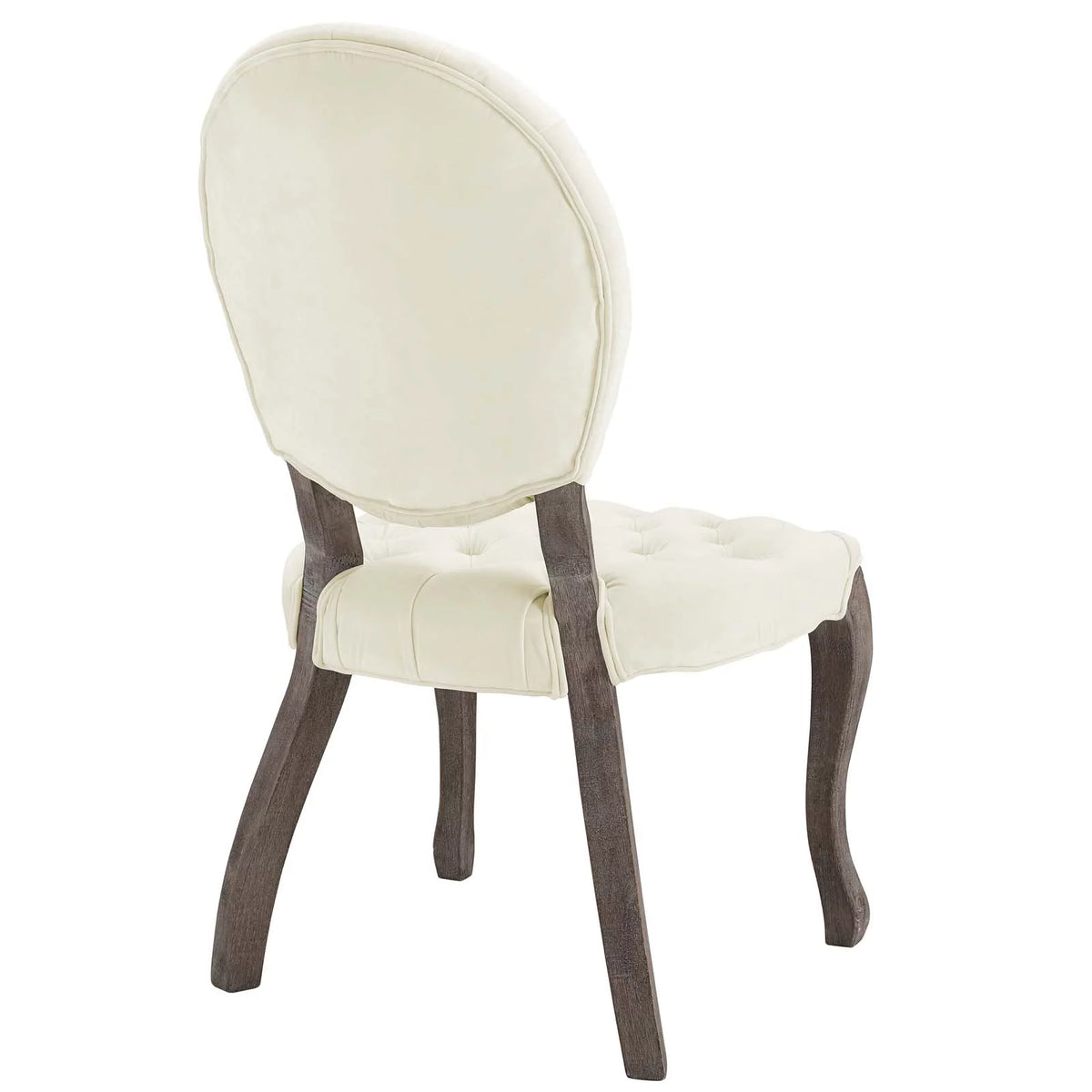 French Vintage Velvet Side Chair in Ivory I734